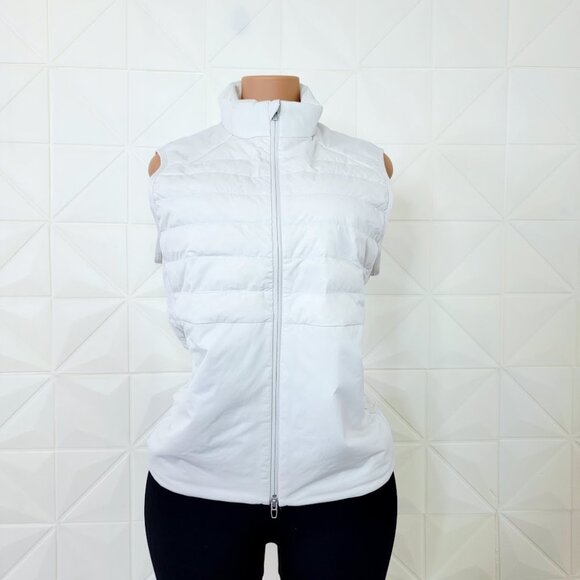Lululemon Women's White Sleeveless Full-Zip Down For A Run Puffer Vest Size M - Picture 2 of 9